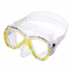 SEAC Elba, Adulte, Demi-masque, Plongée avec tuba, Verre trempé, Silicone, Transparent, Jaune