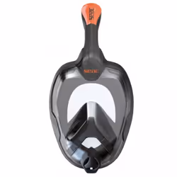 Seat UNICA, Enfant, Masque intégral, Plongée avec tuba, Verre trempé, Polycarbonate, Noir, Orange
