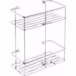 Etagère cabine douche double mod. Thinline en Acier Inox. . Dimensions produit 26x30x13,6 Cm. Design modern et délicat pour t ...