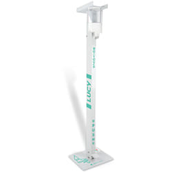 Metaform - Support blanc pour gel hydroalcoolique avec porte gants et distributeur de gel en acier verni mod. lucy