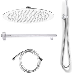 Kit complet de douche rond 1 jet chrome en acier inox mod. Kit slim tondo