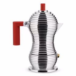 Alessi Pulcina, Cafetière à moka, 0,15 L, Rouge, Acier inoxydable, Aluminium, 3 tasses, Polyamide