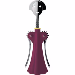 Alessi Anna G., Tire-bouchon à ailettes, Chrome, Rouge, Résine thermoplastique, Zamak, 70 mm, 70 mm, 245 mm