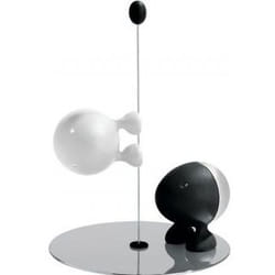 Alessi ASG02 BW Salière et poivrière Noir, Acier inoxydable, Blanc