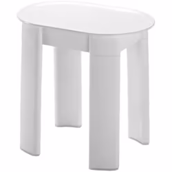 Tabouret de salle de bains couleur : blanc matériau : thermoplastique forme ovale du siège dimensions 420 x 410 x 270 mm capa ...