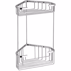 Étagère d'angle à deux niveaux finition : chrome matériau : laiton/inox dimensions : 200 × 325 × 151 mm installation par perç ...