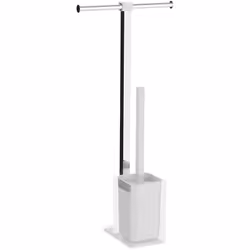 Gedy - Piantana d' appoggio portarotolo più portascopino linea Raimbow colore Bianco
