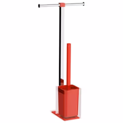 Columna con base plana al suelo. Compuesta por un portarrollos doble y escobillero en color rojo. Medidas 25,7x16x58,8 cm Acc ...