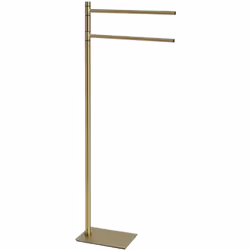 Gedy Trilly Porte-serviettes sur pied doré brossé avec 2 bras mobiles en acier inoxydable et Cromall