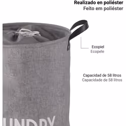 Cesto de Ropa Gris de la colección MINIMAL de Gedy . Color: Gris. Material: Poliéster. Metal. Ecopiel. Tipo de instalación: A ...