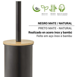 14344100300 kenta Escobillero Negro Mate-Natural - ref: 14344100300 - Gedy