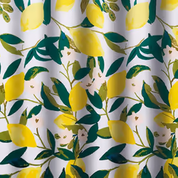 Cortina 240X200 Cm Blanco-Amarillo de la colección LEMON fabricado por Gedy . Anillas incluidas;100% poliéster impermeabiliza ...