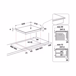 Whirlpool SMO 654 OF/BT/IXL Noir Intégré 65 cm Plaque avec zone à induction 4 zone(s) - Vue supplémentaire 13