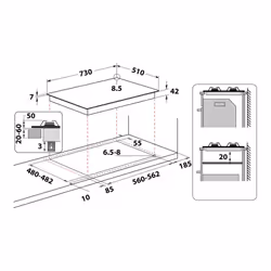 Whirlpool GMR 7522/IXL Acier inoxydable Intégré 73 cm Gaz 5 zone(s) - Vue supplémentaire 14