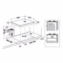 Whirlpool GMR 6422/IXL Acier inoxydable Intégré 59 cm Gaz 4 zone(s) - Vue supplémentaire 14