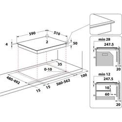 Whirlpool WS B2360 BF plaque Noir Intégré 60 cm Plaque avec zone à induction 3 zone(s)