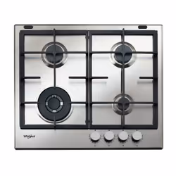 Whirlpool GMAL 6422/IXL, Acier inoxydable, Intégré, 59 cm, Gaz, Acier inoxydable, 4 zone(s)