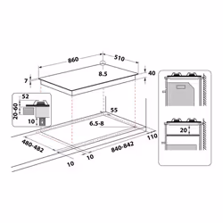 Whirlpool GMAL 9522/IXL, Acier inoxydable, Intégré, 86 cm, Gaz, iXelium, 5 zone(s)