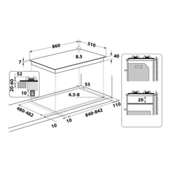 Whirlpool GMAL 9522/IXL Acier inoxydable Intégré 86 cm Gaz 5 zone(s)