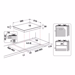 Whirlpool TGML 661 IX R Acier inoxydable Intégré 58 cm Gaz 4 zone(s) - Vue supplémentaire 9