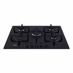 Whirlpool GOA 7523/NB1, Noir, Intégré, 73 cm, Gaz, Verre, 5 zone(s)