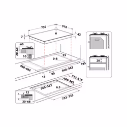 Whirlpool GOA 7523/NB1 Noir Intégré 73 cm Gaz 5 zone(s)