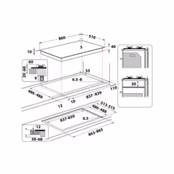 Whirlpool GOA 9523/NB1 Noir Intégré 90 cm Gaz 5 zone(s)