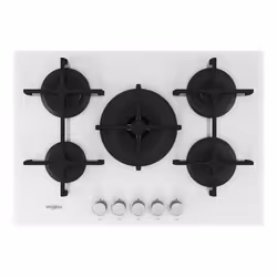 Whirlpool GOA 7523/WH, Blanc, Intégré, 75 cm, Gaz, Verre, 5 zone(s)