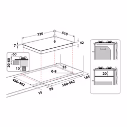 Whirlpool GOA 7523/WH Blanc Intégré 75 cm Gaz 5 zone(s) - Vue supplémentaire 11