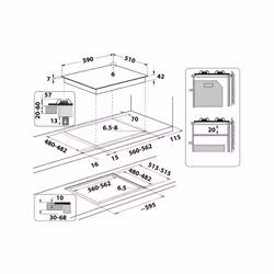 Whirlpool GOA 6423/NB Noir Intégré 60 cm Gaz 4 zone(s)