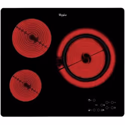 Whirlpool AKT 807/BF, Noir, Intégré, Céramique, Verre-céramique, 3 zone(s), 3 zone(s)