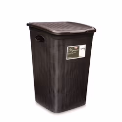 Coffre à linge Elegance - STEFANPLAST - 50 l - Moka - Tressage en osier - Bonne ventilation