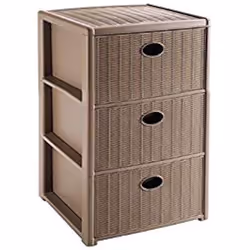 Commode - STEFANPLAST - Elegance Rotin - 3 tiroirs - Taupe - 39 x 37 x 60 cm