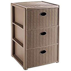 Commode - STEFANPLAST - Elegance Rotin - 3 tiroirs - Taupe - 39 x 37 x 60 cm