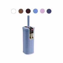 Corps en plastique résistant Dessus fermé Décoration design façon osier Brosse WC bouclée en fibres synthétiques