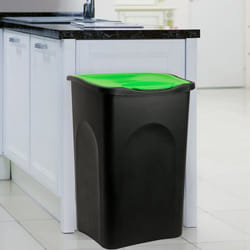 Stefanplast 70651 poubelle 50 L Carré Noir, Vert