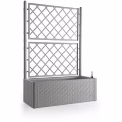 Stefanplast - Bac a fleur deluxe - rectangulaire avec treillis stone gris - 100x43xh142cm