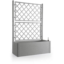 Stefanplast - Bac a fleur deluxe - rectangulaire avec treillis stone gris - 100x43xh142cm