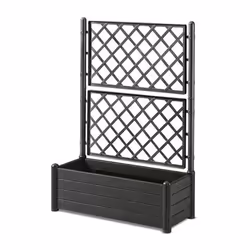 Stefanplast - Jardiniere rectangulaire avec treillis - Finition en bois - 100 x 43 x h 142 cm - 80 l - graphite