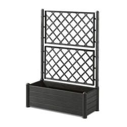 Stefanplast - Jardiniere rectangulaire avec treillis - Finition en bois - 100 x 43 x h 142 cm - 80 l - graphite