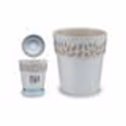 STEFANPLAST Pot de fleurs Cloe - 20 x H19 cm - Blanc et taupe travertin