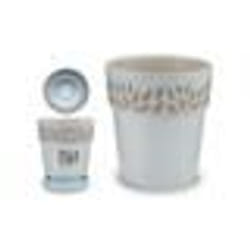 STEFANPLAST Pot de fleurs Cloe - 20 x H19 cm - Blanc et taupe travertin