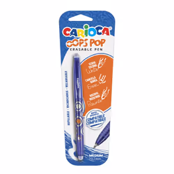 Carioca 41044/02, Stylos à encre gel avec bouchon, Noir, Bleu, Argent, Rond, 0,7 mm, Blister