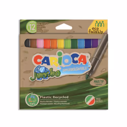 Carioca Eco Family Jumbo, 12 couleurs, Multicolore, 6 mm, Multicolore, Rond, Italie