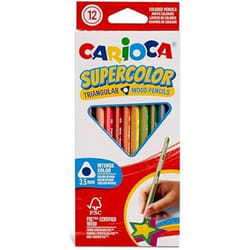 Crayons Triangulaires - CARIOCA - Supercolor - 12 Pcs - 100% Bois Certifié FSC - Ø 35 mm