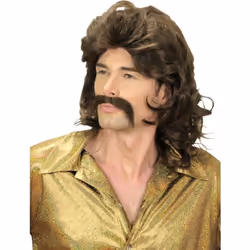 Perruque et moustache disco années 70 brunes homme années 70 / disco