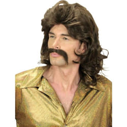 Perruque et moustache disco années 70 brunes homme années 70 / disco