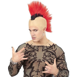 Perruque Punk Crète Rouge - WIDMANN - Adulte - Coupe inspirée du mouvement punk