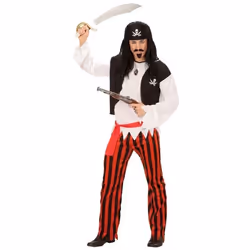 Déguisement Pirate des Océans Homme - WIDMANN - Rayures Rouges et Noires - Taille XL (44/48)