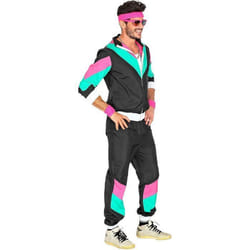 Déguisement survêtement années 80 - WIDMANN - Noir et rose - Veste et pantalon - Mixte - Adulte
